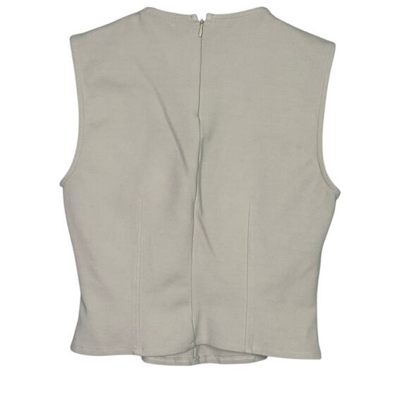 Zara Sleeveless Detailed Lining Fitted Classy Blouse Top Back Zip Up L Beige - Picture 4 of 14